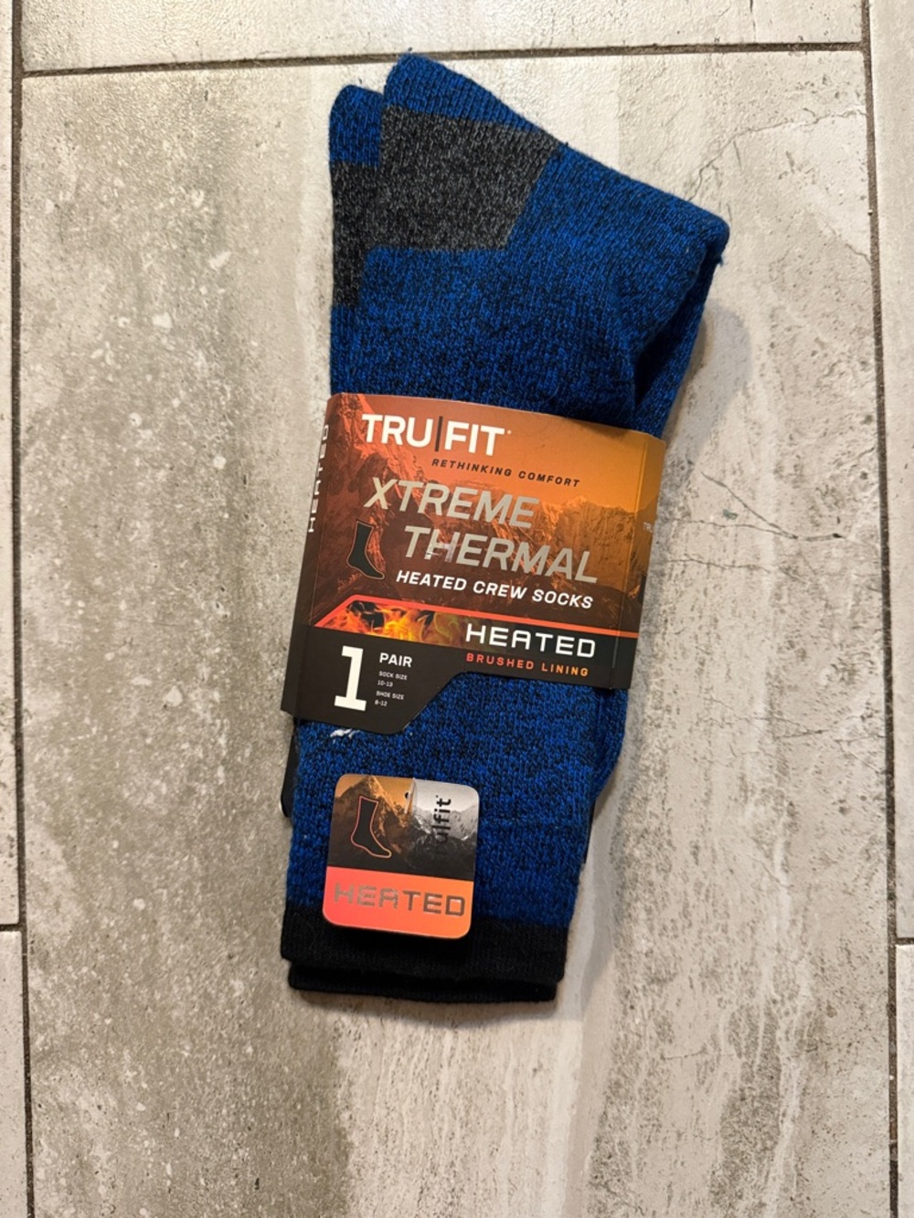 TruFit Xtreme Thermal Heated Crew Socks - Blue/Black